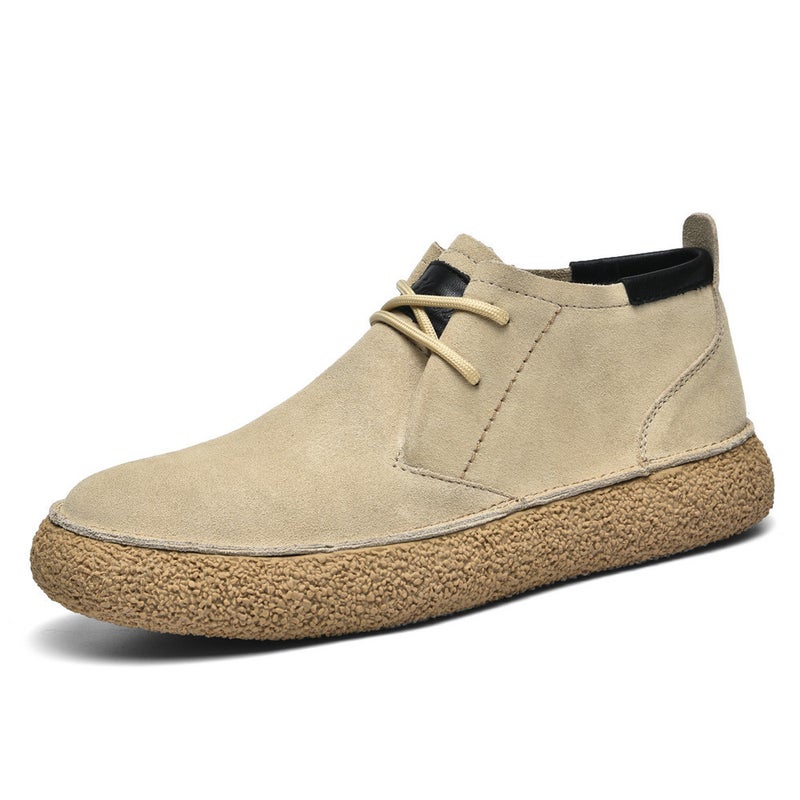 Matte Leather Mercerized Suede Leather Mid-Top Board Shoes Martin Boots Mid-Cut Retro Men'S Casual Leather Shoes Thick-Soled Fashionable Shoes - Image 1