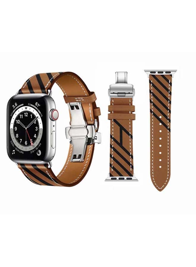 Perfii Replacement Band For Apple Watch Series 6/SE/5/4/3/2/1 Brown Black - Image 1