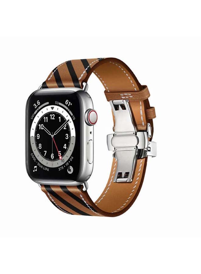Perfii Replacement Band For Apple Watch Series 6/SE/5/4/3/2/1 Brown Black - Image 2