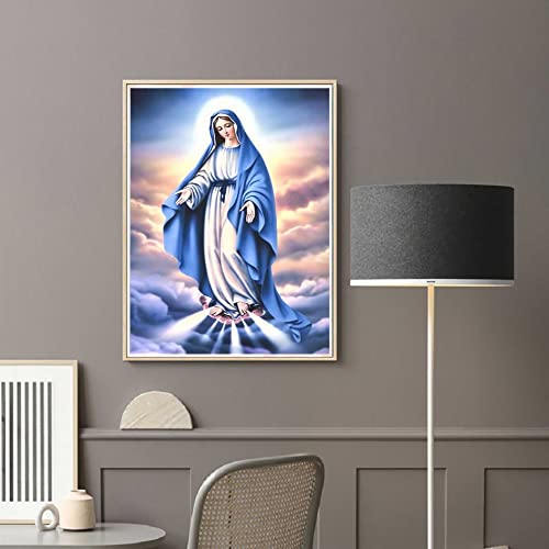 Diymood DIY 5D Diamond Painting Kits for Adults Religion Virgin Mary - Diamond Art Kits for Adults Women | Full Drill Round | Crystal Mosaic Picture | Beginner | Home Wall Decor | 16x20 Inch - Image 2