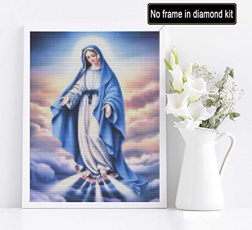 Diymood DIY 5D Diamond Painting Kits for Adults Religion Virgin Mary - Diamond Art Kits for Adults Women | Full Drill Round | Crystal Mosaic Picture | Beginner | Home Wall Decor | 16x20 Inch - Image 3