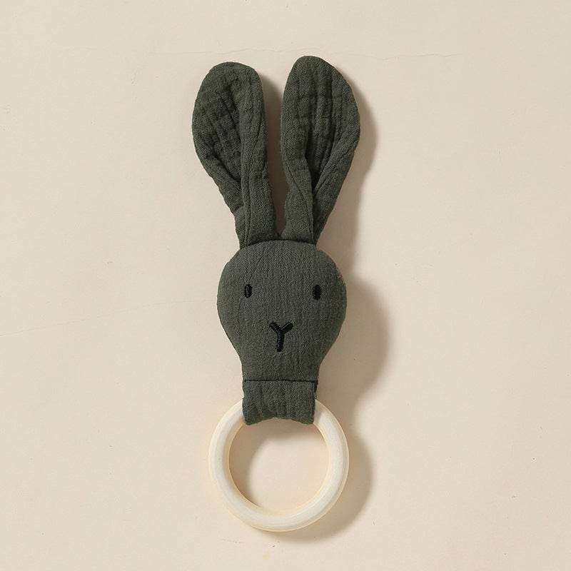 Kapok Yarn Baby Comfort Towel Doll – All-Cotton Bunny Rattle Pendant for Infants - Image 1