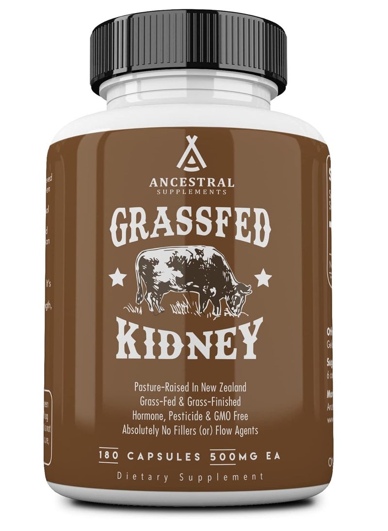 Ancestral Supplements Grass Fed Beef Kidney Supplement Kidney Support for Urinary and Histamine Health 180 Capsules  - Image 1