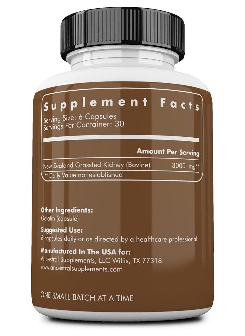Ancestral Supplements Grass Fed Beef Kidney Supplement Kidney Support for Urinary and Histamine Health 180 Capsules  - Image 2