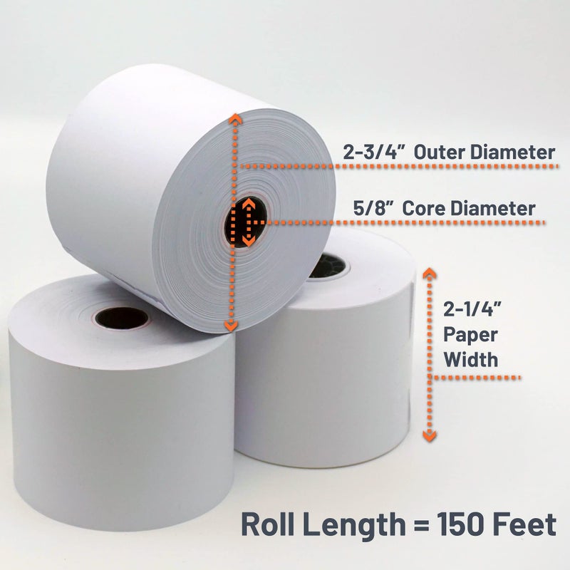 Victor 7050 Compact White Paper Rolls for Handheld and Portable Printing Calculators/Adding Machines/Ink Print Cash Registers 2.25” W x 150' FT (3-Pack) - Image 4