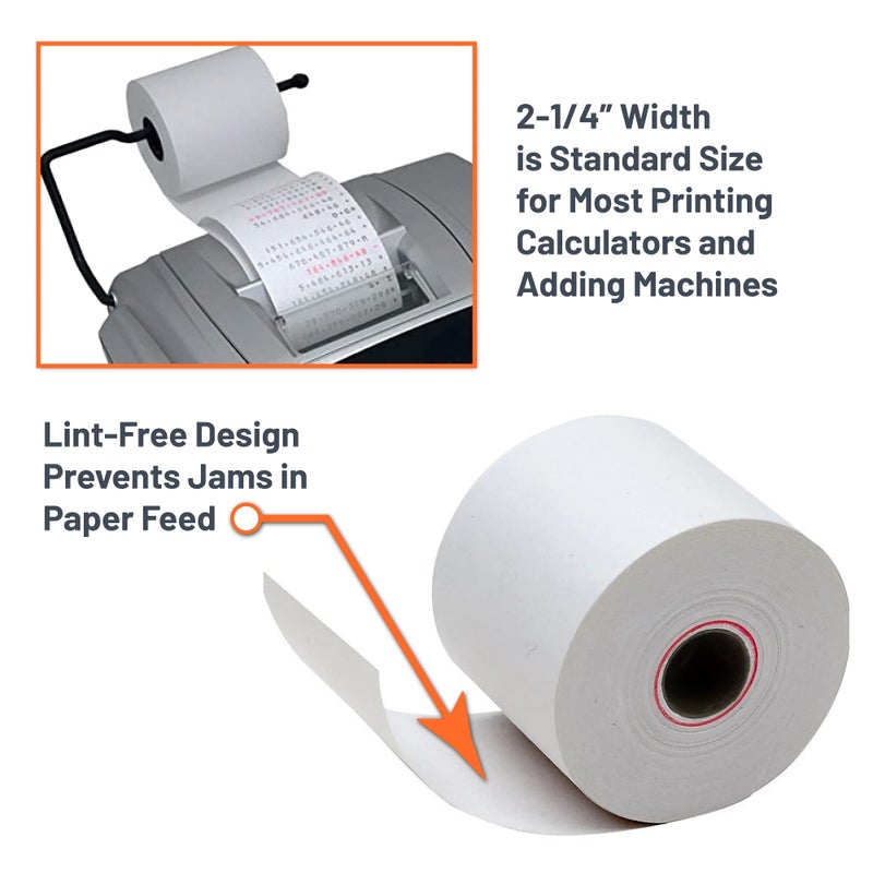 Victor 7050 Compact White Paper Rolls for Handheld and Portable Printing Calculators/Adding Machines/Ink Print Cash Registers 2.25” W x 150' FT (3-Pack) - Image 3
