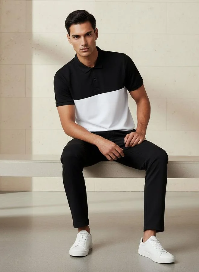 Splash FAV Men Short Sleeves Colourblock Polo T-shirt