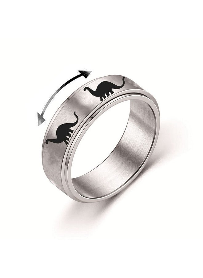 INENIMARTJ - Dinosaur Fidget Rings For Women Men Stainless Steel Spinner Ring Dinosaur Anxiety Ring Jurassic Dinosaurs Anxiety Spinning Ring For Teen Girls Boys Gifts (D Plesiosaurs, 6) - Image 1