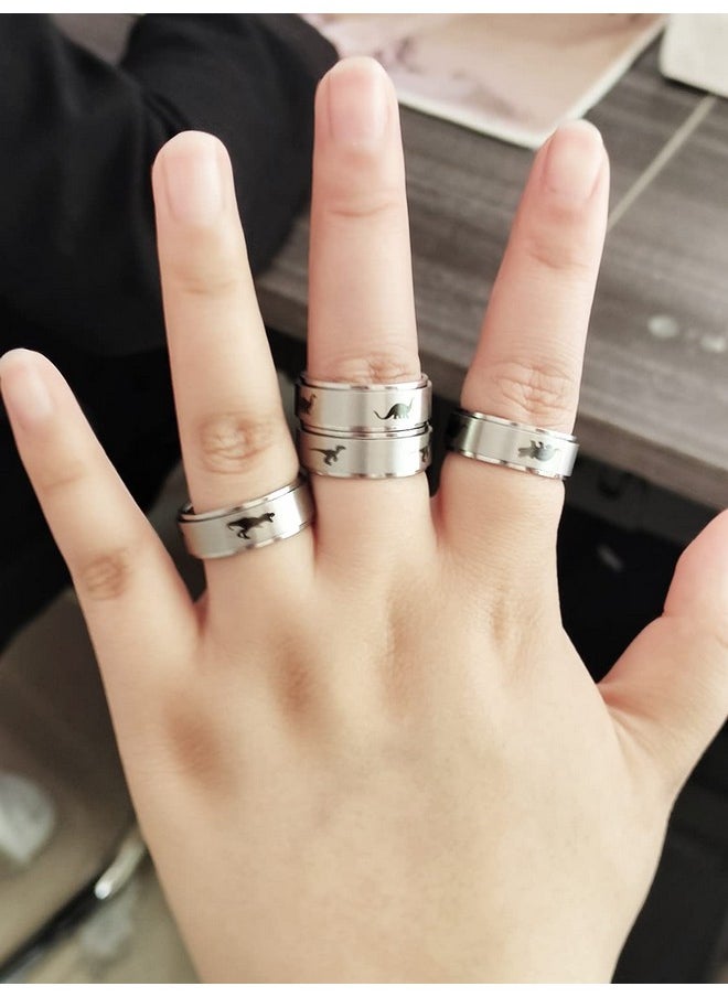 INENIMARTJ - Dinosaur Fidget Rings For Women Men Stainless Steel Spinner Ring Dinosaur Anxiety Ring Jurassic Dinosaurs Anxiety Spinning Ring For Teen Girls Boys Gifts (D Plesiosaurs, 6) - Image 1