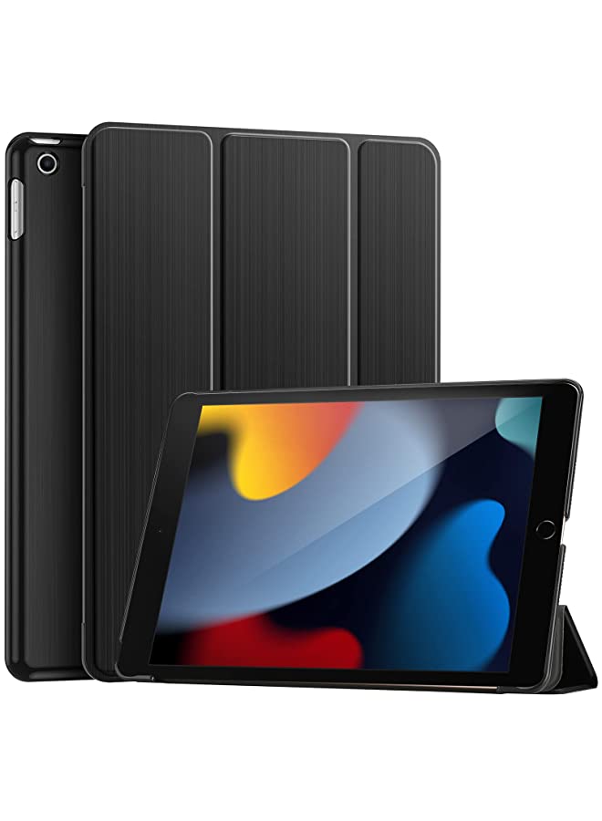 Procases ProCase iPad 10.2 Case 2021 iPad 9th Gen / 2020 iPad 8th Gen / 2019 iPad 7th Gen Case, Slim Tri-fold Stand Hard Back Shell Dual Standing Angles Protective Smart Cover Case for iPad 10.2 Inch -Black - Image 1