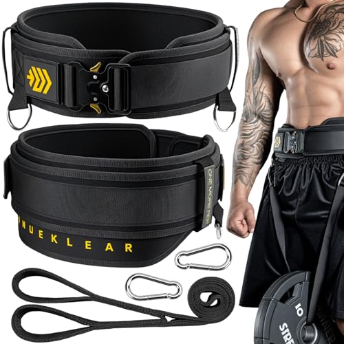 M MANUEKLEAR MANUEKLEAR 2-in-1 Weightlifting Belt & Dip Belt with 36.7 IN Rope, Double-Layer Weight Lifting Belts, Powerlifting Gym Weighted Belt for Pull Up Squat - Image 1