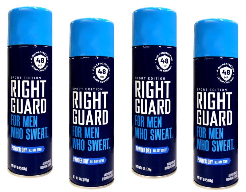 Right Guard Aerosol Sport Powder Dry Antiperspirant, 6 oz (Pack of 4) - Image 1