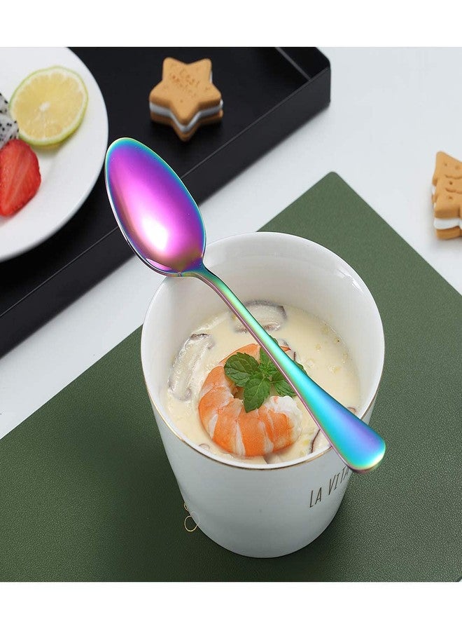 HEYOL Rainbow Flatware Set, Stainless Steel Silverware, Utensil, Cutlery Set ,Dinnerware Set , Salad Spoons ,Dishwasher Safe ( Pack of 6 ) - Image 5