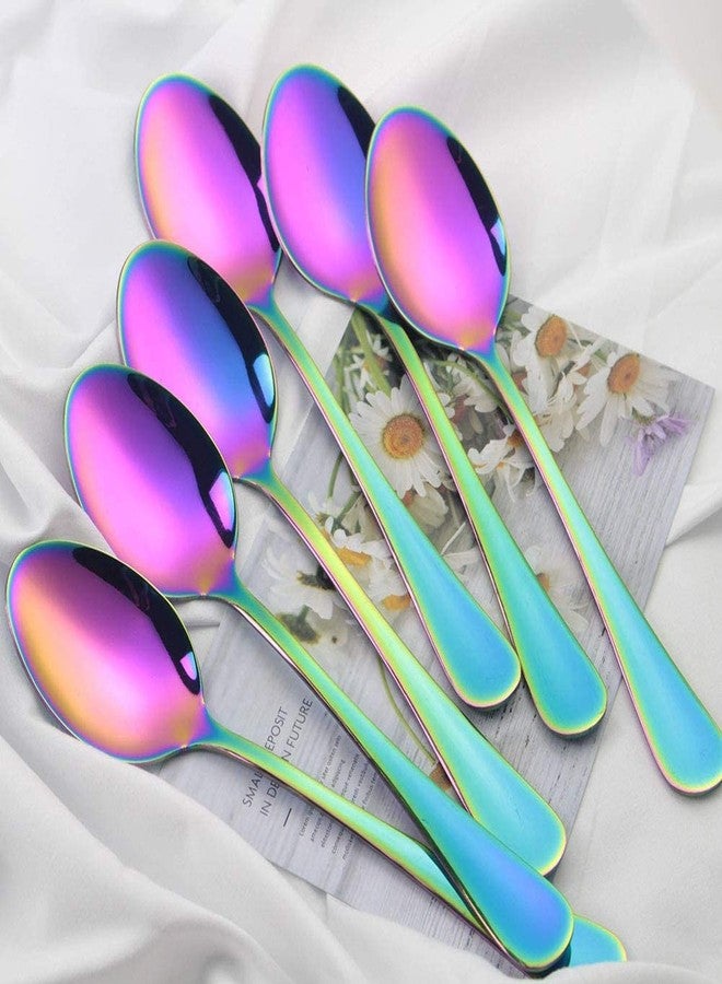 HEYOL Rainbow Flatware Set, Stainless Steel Silverware, Utensil, Cutlery Set ,Dinnerware Set , Salad Spoons ,Dishwasher Safe ( Pack of 6 ) - Image 3