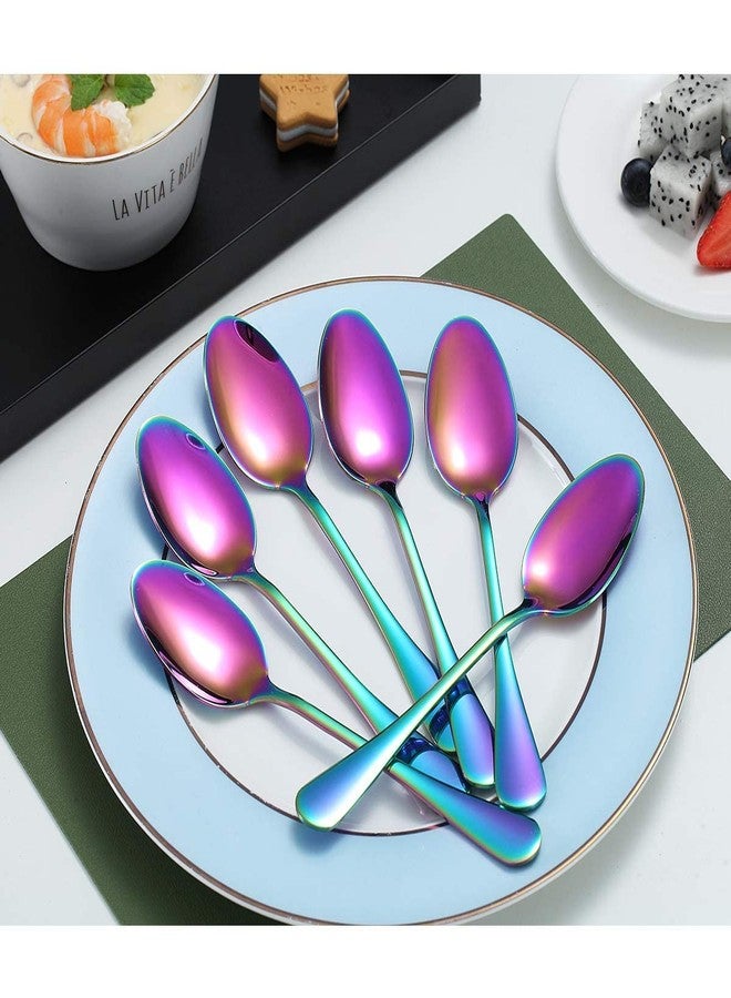 HEYOL Rainbow Flatware Set, Stainless Steel Silverware, Utensil, Cutlery Set ,Dinnerware Set , Salad Spoons ,Dishwasher Safe ( Pack of 6 ) - Image 1