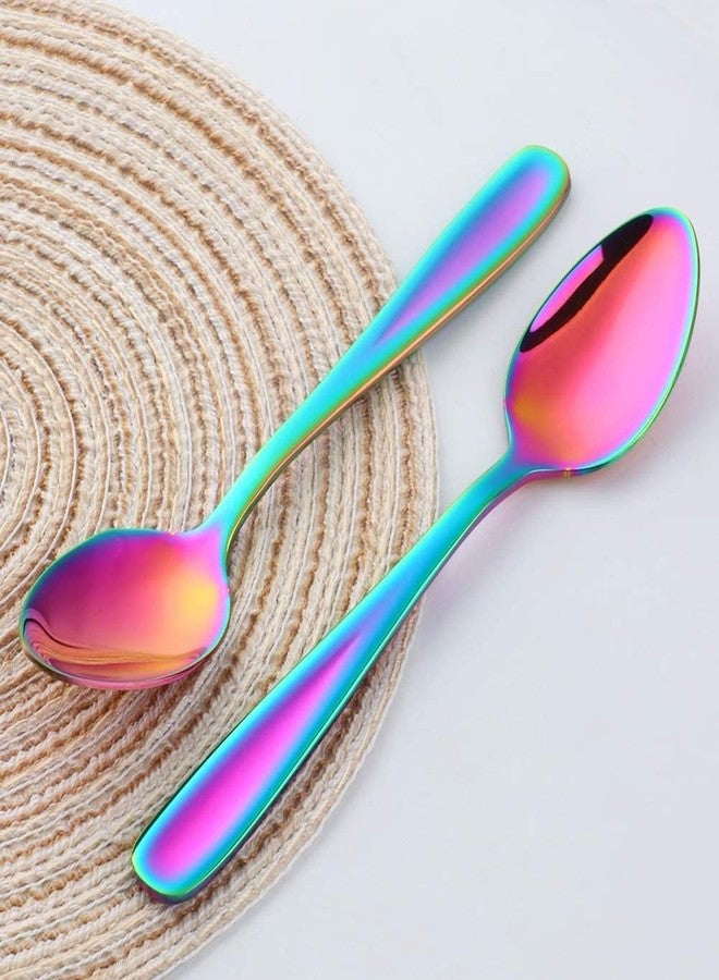 HEYOL Rainbow Flatware Set, Stainless Steel Silverware, Utensil, Cutlery Set ,Dinnerware Set , Salad Spoons ,Dishwasher Safe ( Pack of 6 ) - Image 2