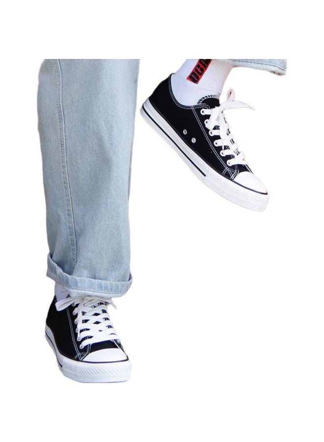 Warrior Classic Low-Top Canvas Shoes For Men And Women, Spring And Autumn Sneakers, Casual Shoes, Running Shoes For Couples, Sports Shoes, 391 Black, Size 37 - Image 1