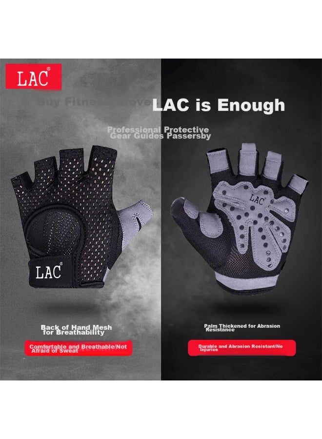 Lac Fitness Gloves For Women, Non-slip Half-finger Sports Gloves For Men, Wear-resistant Gym Training Half-finger Wrist Guard Gloves, Black, Size L - Image 2