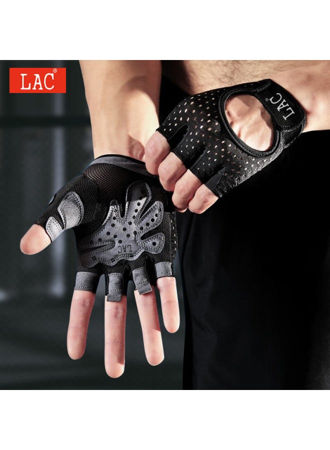 Lac Fitness Gloves For Women, Non-slip Half-finger Sports Gloves For Men, Wear-resistant Gym Training Half-finger Wrist Guard Gloves, Black, Size L - Image 3