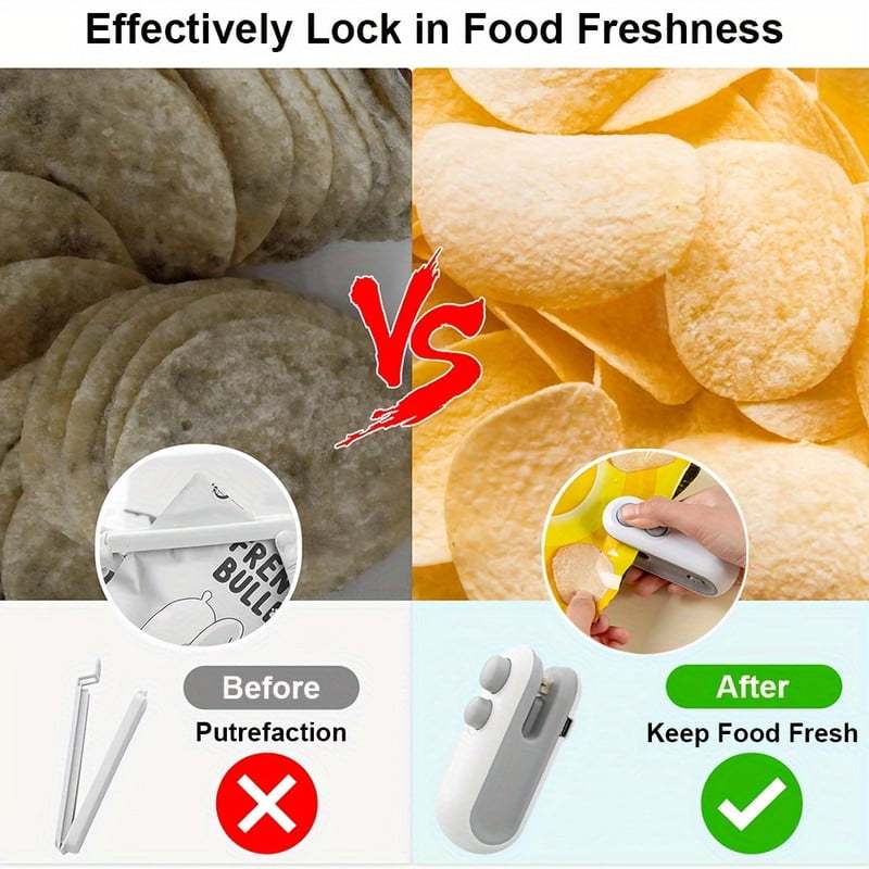 Handheld Heat Sealer 2Pcs White 2-In-1 Sealer And Cutter - Instant Sealing Without Preheating Portable Food Sealer for Home Kitchen Dorm Camping - Image 4