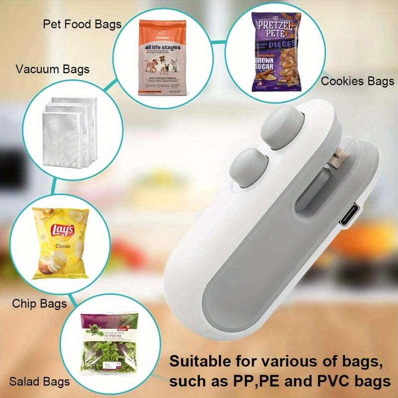 Handheld Heat Sealer 2Pcs White 2-In-1 Sealer And Cutter - Instant Sealing Without Preheating Portable Food Sealer for Home Kitchen Dorm Camping - Image 2