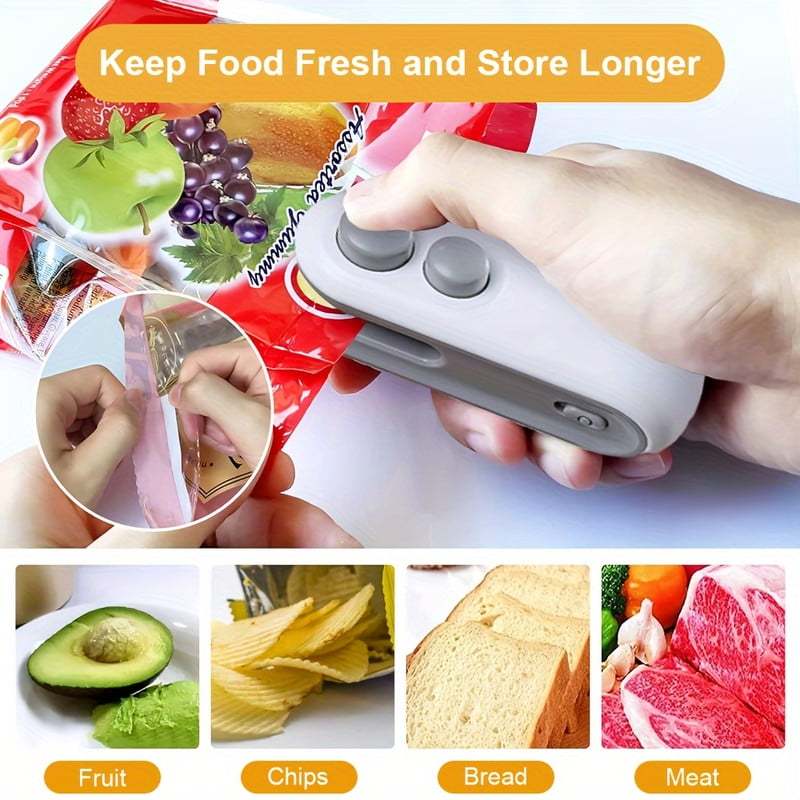 Handheld Heat Sealer 2Pcs White 2-In-1 Sealer And Cutter - Instant Sealing Without Preheating Portable Food Sealer for Home Kitchen Dorm Camping - Image 5