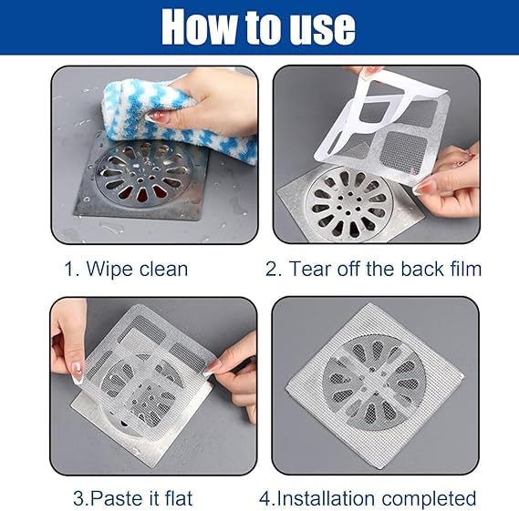 POPLEY Disposable Shower Drain Cover - Large Waterproof Drain Cover Hair Catcher Drainage Jali Mesh Stickers for Bathroom, Laundry, Bathtub, Kitchen, Floor Sink Strainer Filter Drainage - Image 4