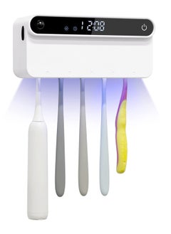 Wall-Mounted UV Toothbrush Sanitizer and Organizer with Timer Function, Cordless Bathroom Toothbrush Holder for Effective Sterilization and Hygiene.