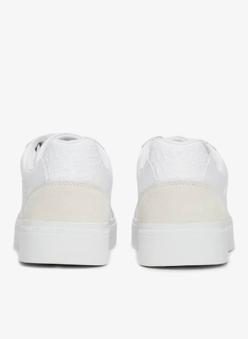 TOMMY HILFIGER Th Monogram Leather Mixed Texture Sneakers