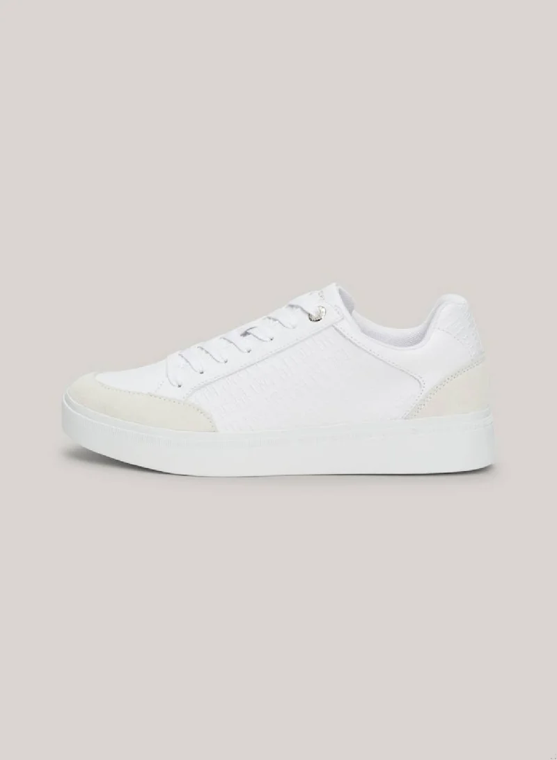 TOMMY HILFIGER Th Monogram Leather Mixed Texture Sneakers