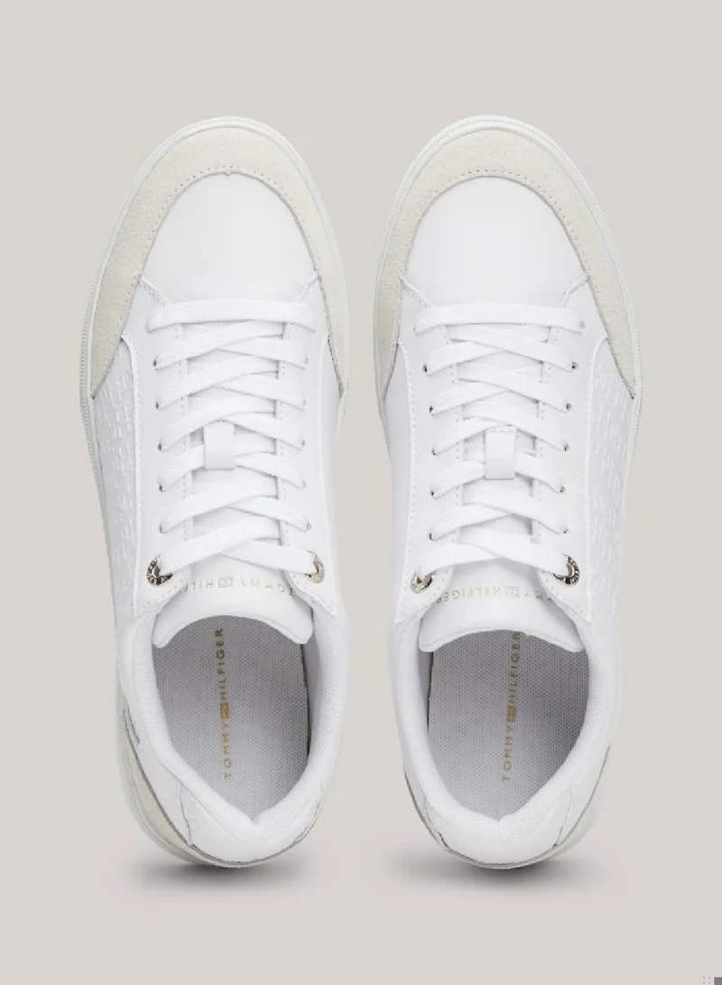 TOMMY HILFIGER Th Monogram Leather Mixed Texture Sneakers