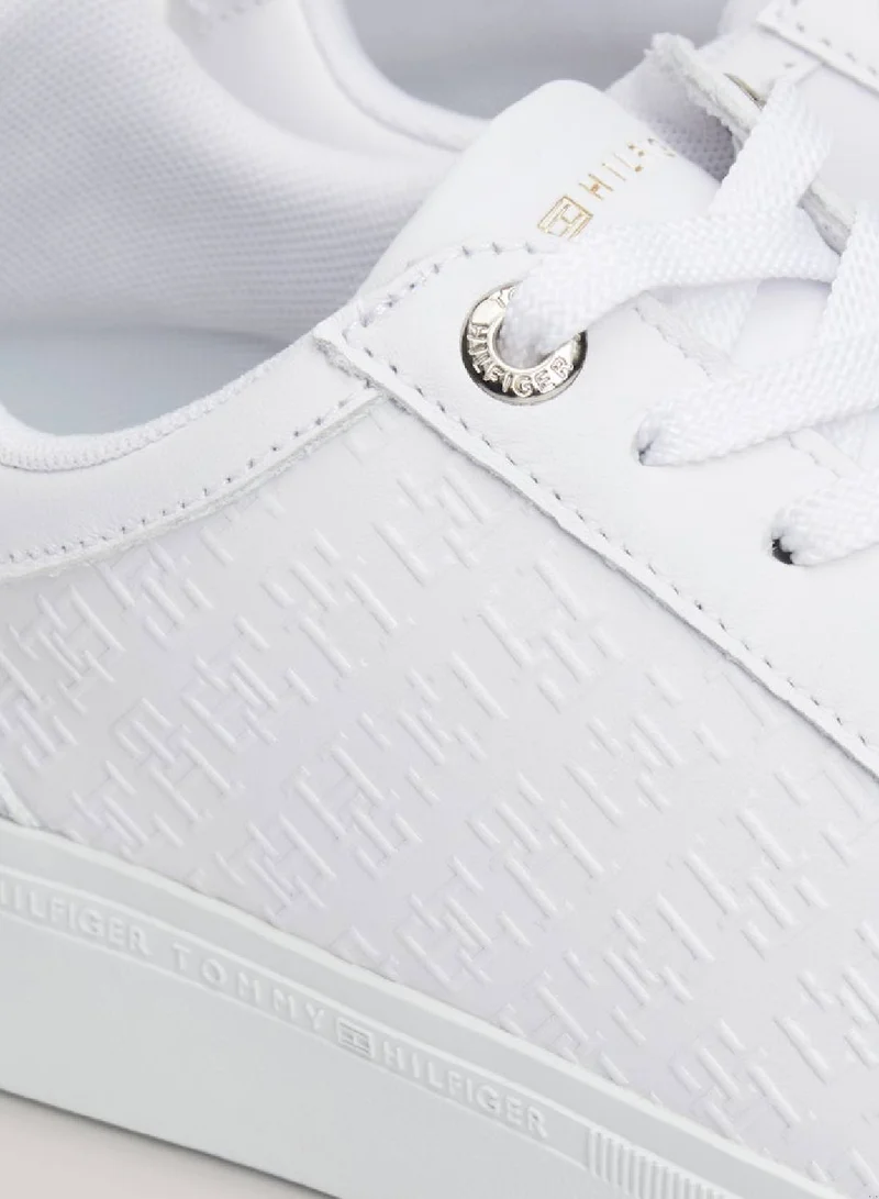 TOMMY HILFIGER Th Monogram Leather Mixed Texture Sneakers