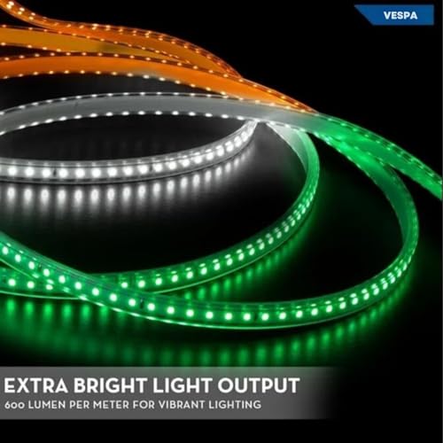 Vespa Tricolor LED Strip Rope Lights | 40 Feet of 1500 Led Heavy-Duty Silicon Pixel TIRANGA Fairy Strip Lights | Perfect for Home Décor, Balconies, and Outdoor & Indoor Spaces - Image 4