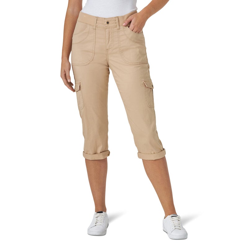 Lee Women's Relaxed Fit Austyn Knit Waist Cargo Capri Pant, CafÃ©, 16 - Image 1