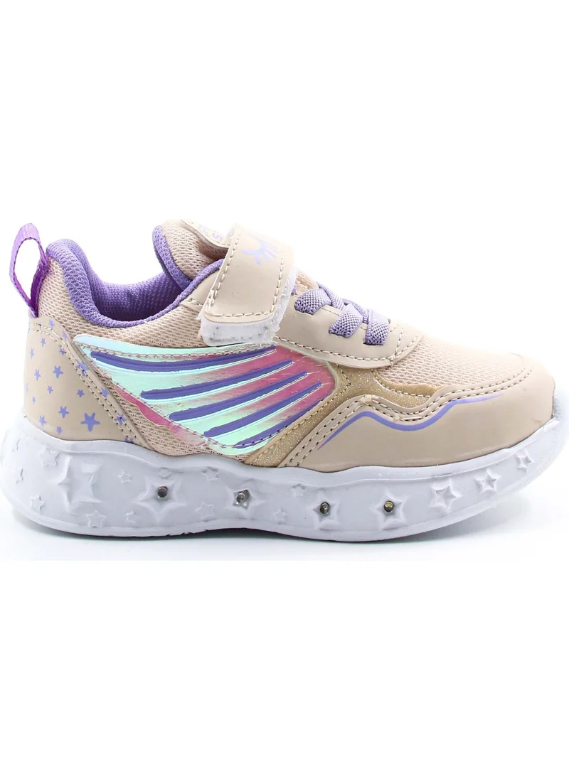 Fast Step Girl Child Elastic And Velcro Patterned Lighted Sneaker Sports Children And Baby Shoes 141xca058