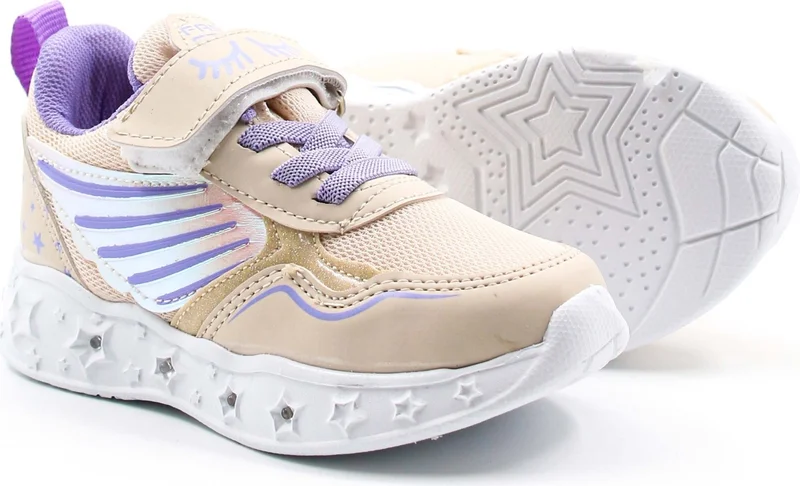 Fast Step Girl Child Elastic And Velcro Patterned Lighted Sneaker Sports Children And Baby Shoes 141xca058