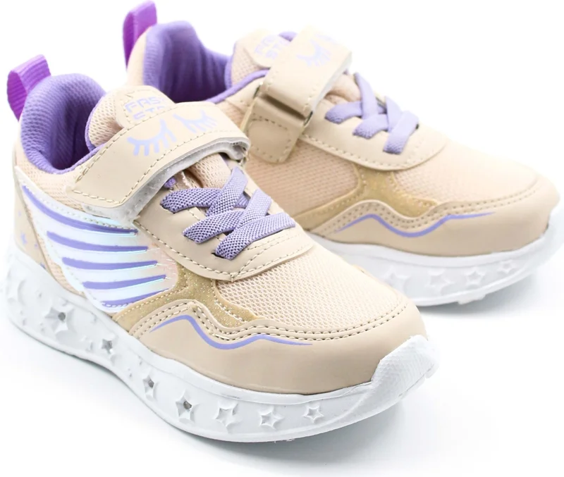 Fast Step Girl Child Elastic And Velcro Patterned Lighted Sneaker Sports Children And Baby Shoes 141xca058