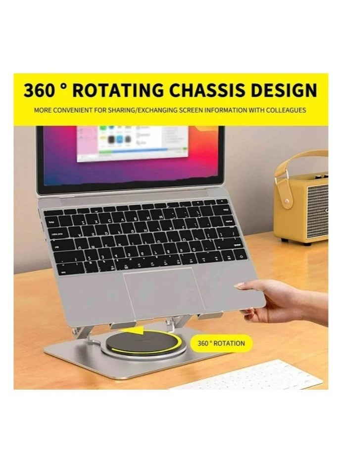 Topyich - Adjustable Laptop Stand for Desk with 360° Rotating Base, Ventilated Cooling Notebook Stand, Lightweight Notebook Holder for Home Office Travel. - Image 1