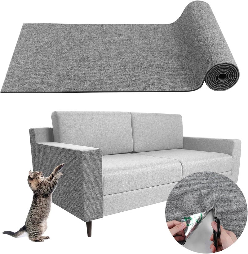LSGCQ Climbing Cat Scratcher Mat Trimmable Cat Scratching Post Carpet 78.7’’x15.8’’ Self Adhesive Carpet Mat Pad Replacement for Cat Tree Shelves Post Couch Wall Furniture Steps DIY Protector (Light Gray) - Image 1