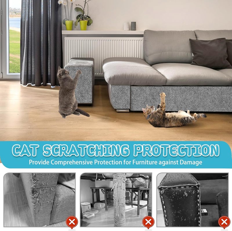 LSGCQ Climbing Cat Scratcher Mat Trimmable Cat Scratching Post Carpet 78.7’’x15.8’’ Self Adhesive Carpet Mat Pad Replacement for Cat Tree Shelves Post Couch Wall Furniture Steps DIY Protector (Light Gray) - Image 5
