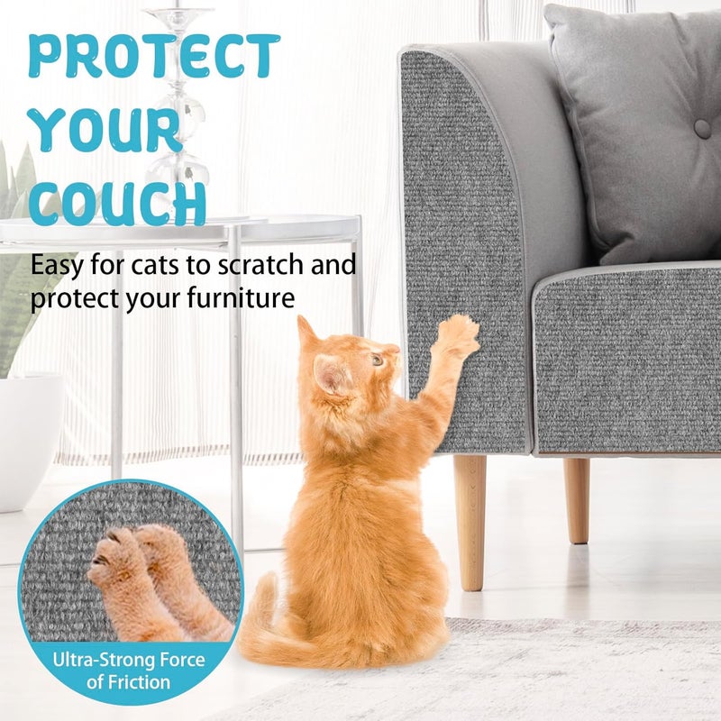 LSGCQ Climbing Cat Scratcher Mat Trimmable Cat Scratching Post Carpet 78.7’’x15.8’’ Self Adhesive Carpet Mat Pad Replacement for Cat Tree Shelves Post Couch Wall Furniture Steps DIY Protector (Light Gray) - Image 4