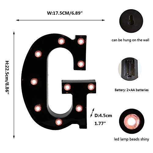 OYCBUZO Light Up Black Alphabet Marquee Letters Sign LED Marquee Number Lights Sign for Night Light Home Bar Christmas Lamp Birthday Party Wedding Decoration G - Image 5