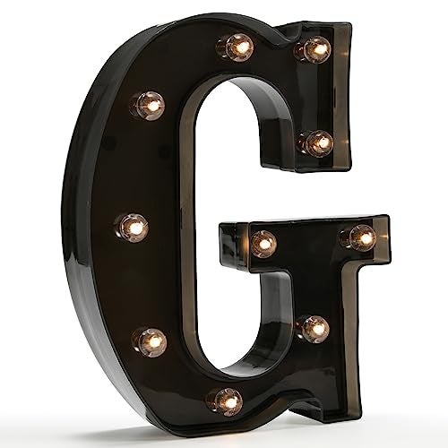 OYCBUZO Light Up Black Alphabet Marquee Letters Sign LED Marquee Number Lights Sign for Night Light Home Bar Christmas Lamp Birthday Party Wedding Decoration G - Image 1