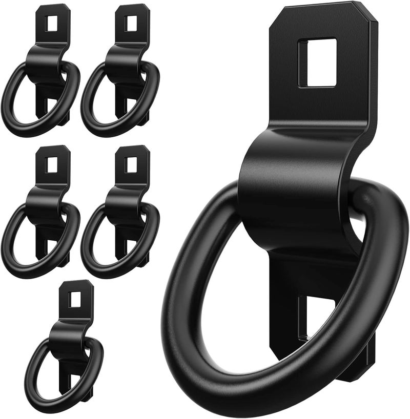 ForoGore 6 PCS 3/8" Heavy Duty D Rings, Tie Down Anchors for Trailer Truck Cargo D-Rings Durable Black Tie Downs Ring with Mounting Bracket Support 2000 lbs - Image 1