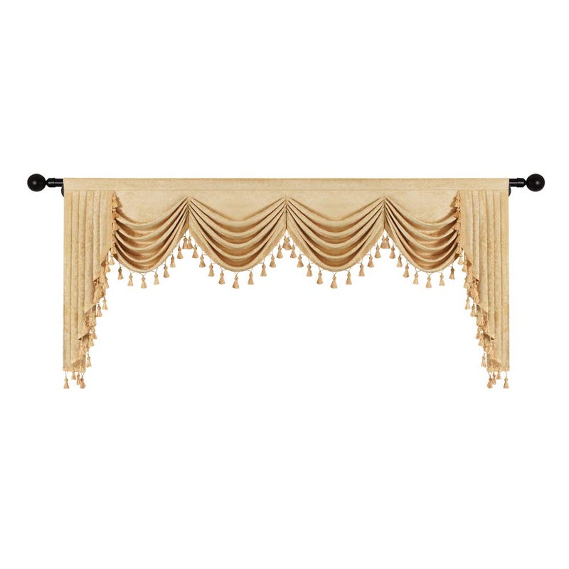 ELKCA ELKCA Thick Chenille Window Curtains Valance for Living Room Luxury Gold Curtain Valance for Bedroom (W110inch  1 Panel)  - Image 4