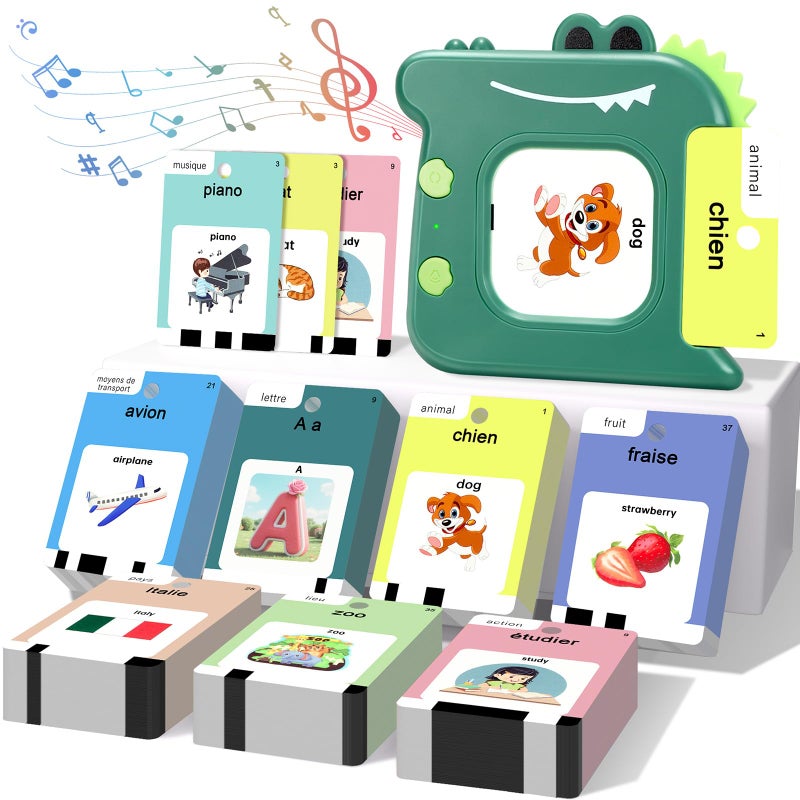 AHJ French and English Talking Flash Cards for Toddlers 1 2 3 4 5 6 Year Olds 420 Sight Words Montessori Learning Toys Pocket Speech Therapy Toys Sensory Preschool Educational Birthday - Image 3