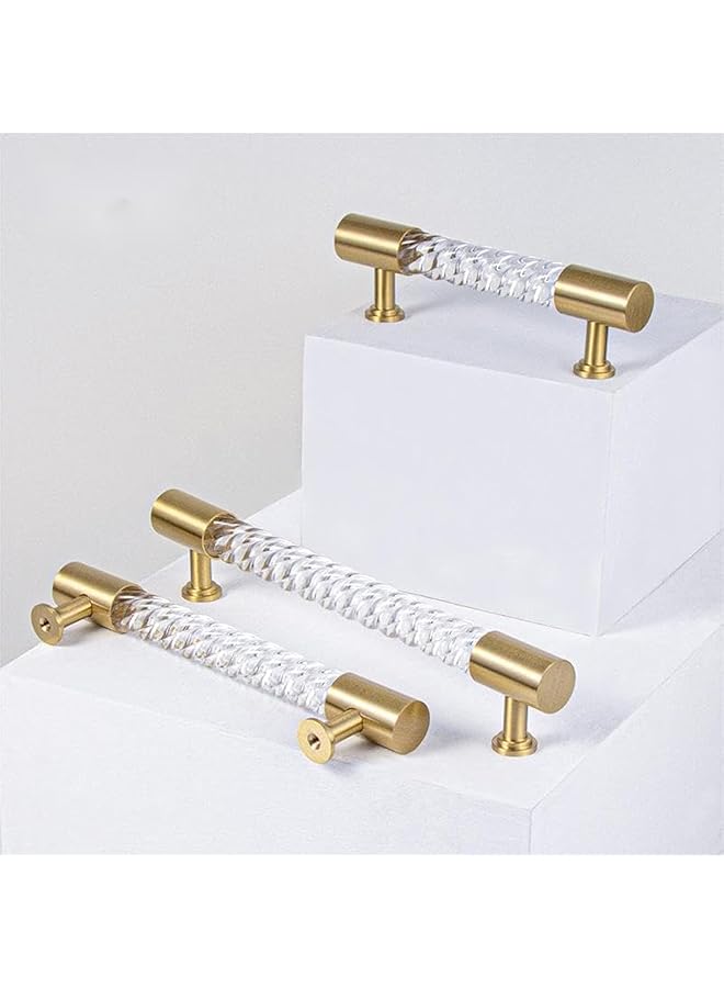 promass Light luxury brass with clear acrylic crystal handle,For closet doors drawers, cabinets and other places that need to hold hands Bring a finishing touch to your home（2PCS) - Image 1