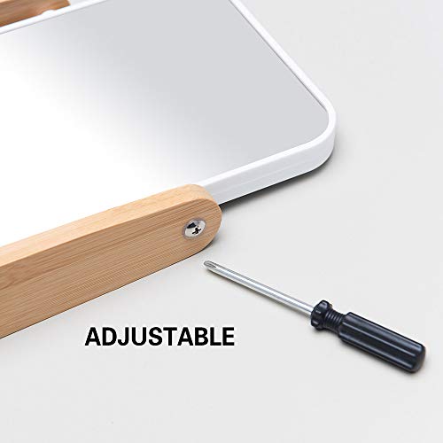 YEAKE Vanity Makeup Mirror with Natural Bamboo Stand, 8 Inch Double Sided 360 Degree Swivel Magnifying Mirror for Table, Desk, Countertop Shaving Make Up - Image 5