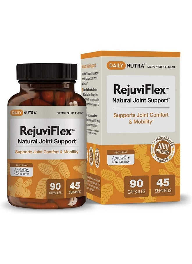 DailyNutra Rejuviflex Natural Joint Supplement For Men And Women Supports Hand Elbow Hip And Knee Relief ; Featuring Apresflex Boswellia Turmeric Curcumin And White Willow Bark (90 Capsules)  - Image 2