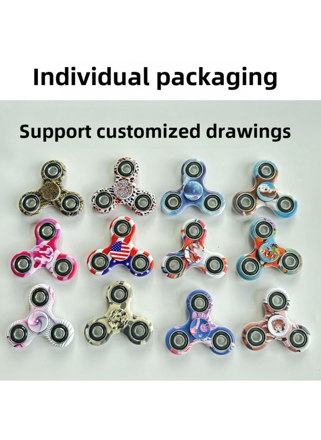 Generic - Triangle Fingertip Gyro Camouflage Printing Gyro Finger Leaf Spiral Decompression Rotating Toy Black Wukong Gyro-Color:Three-leaf Iron Block Electroplated Green - Image 1